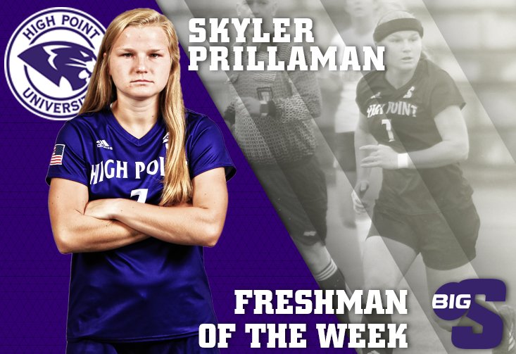 hpu_wsoc's tweet photo. .@skylerprillaman grabs her 1st @BigSouthSports Freshman of the Week honor, collecting points against Hampton &amp; Upstate #GoHPU

📰 https://t.co/EsKyfCrJqa https://t.co/Q6OYJZLctl