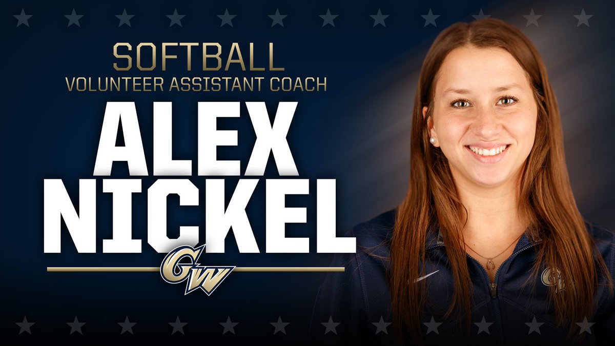 GW_Softball's tweet photo. Head Coach Shane Winkler has completed his staff with the addition of volunteer assistant coach Alex Nickel. Welcome, Alex! #RaiseHigh https://t.co/UYW1vNqisF https://t.co/o1wMGMpZVH