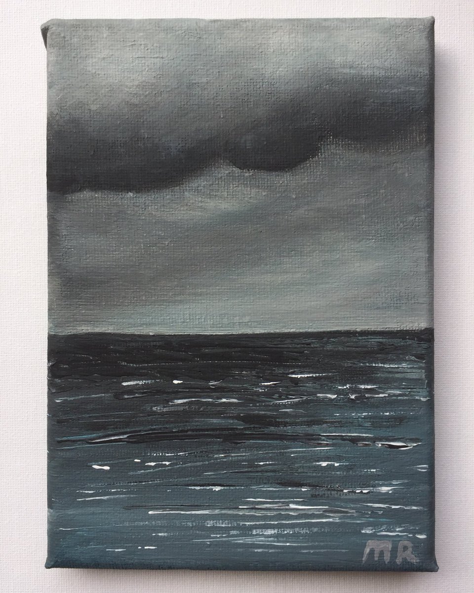OlivesOriginal's tweet photo. Original acrylic sea painting on canvas 5x7” ‘The dark days will pass’ 🎨 All paintings available to buy from https://t.co/UCAirenPK4  #originalartwork  #seapaintings #ocean #darkskys #greysky #storm #atmosphericpaintings #painting #canvas #acrylicpainting #homedecor https://t.co/6HaEy2RjHj