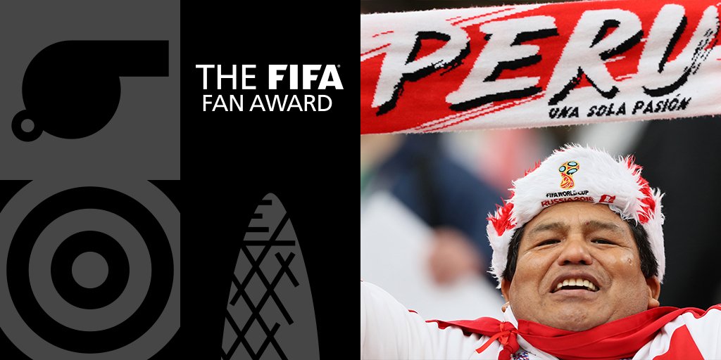 🇵🇪🇵🇪🇵🇪

¡Felicitaciones 👏
a los fans peruanos!

Ganadores del Premio a la Afición de la FIFA 2018.

#FIFAFootballAwards
