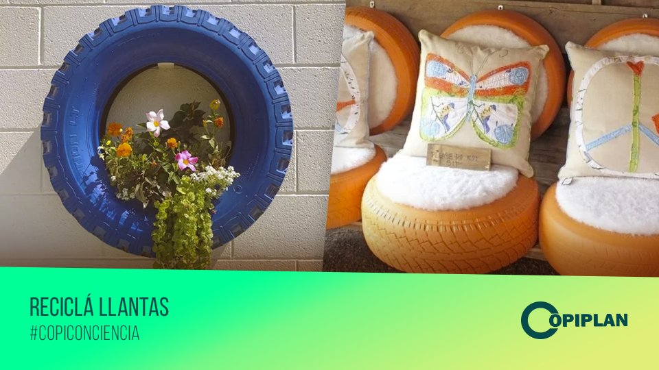 CopiplanUY's tweet photo. En Copiplan nos gusta buscar maneras creativas de reciclar y re-usar lo más posible. Hoy les dejamos ideas para re-usar las llantas: Pueden ser de autos, de motos, de bicicletas... lo que tengas. ¡Hay mil maneras! #CopiConciencia https://t.co/RDTDcQ7tvd
