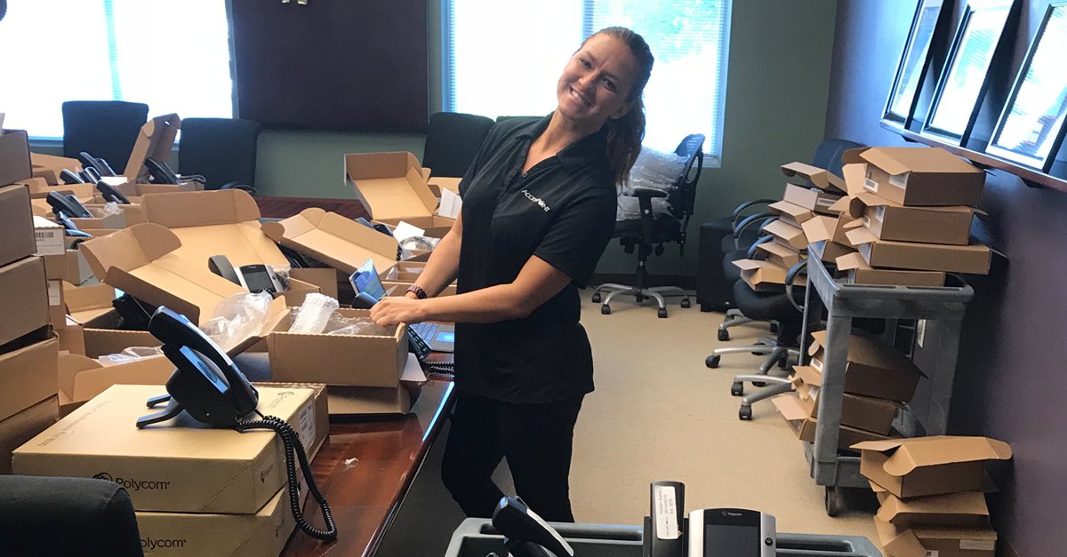 Access Point Agent Manager Joyce Sherlock on site today at a 100 phone Hosted UC install in Boca Raton, Fl. <a href="/robertbuffa/">Robert Buffa</a>