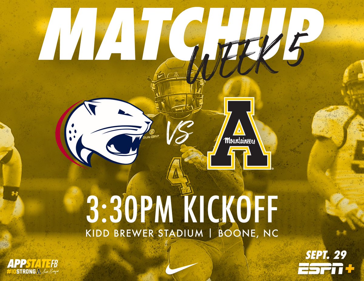 AppState_FB's tweet photo. The quest officially begins Saturday! 

📺ESPN+

📍Boone, NC

⏰3:30pm

#10Strong
#RQ2K18
#BeatSouthAlabama https://t.co/oFqRERs3k3