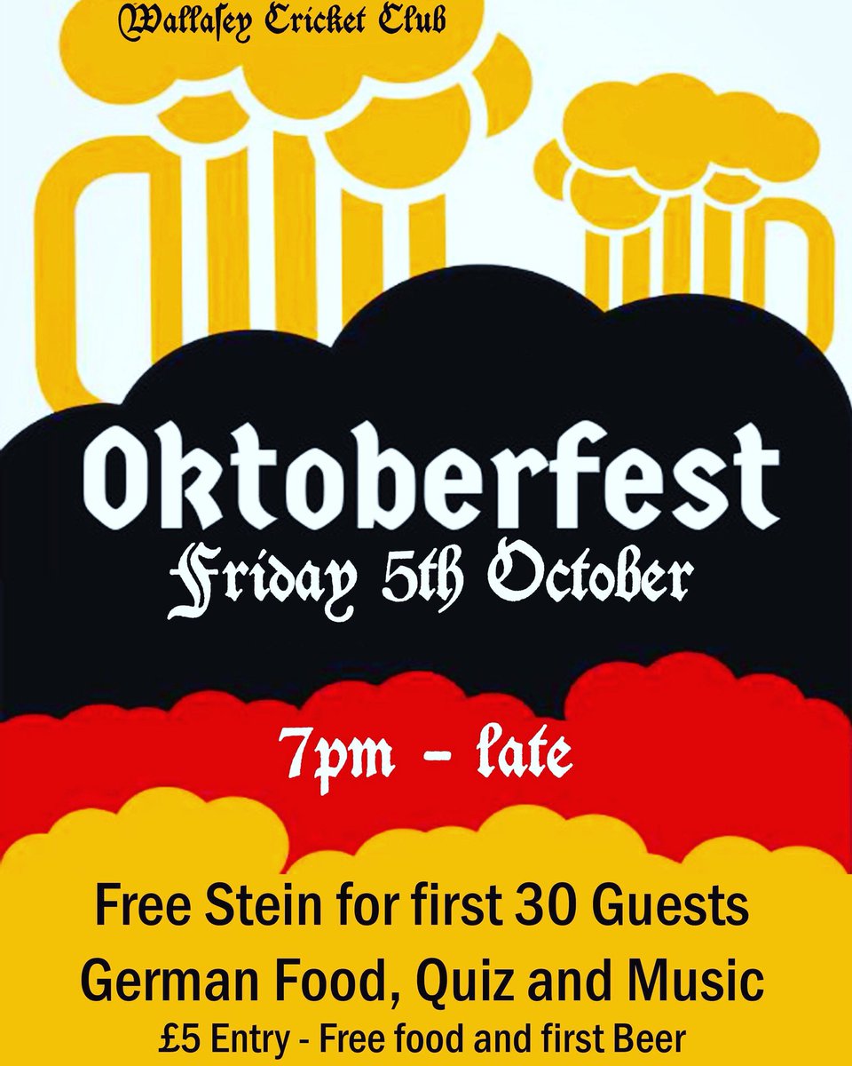 💥💥 COMPETITION TIME 💥💥

For your chance to win a pair of tickets for our Oktoberfest evening on Friday 5th October just like &amp; RT this tweet. 

🗣Winner will be announced this Friday! 

Good luck 👍