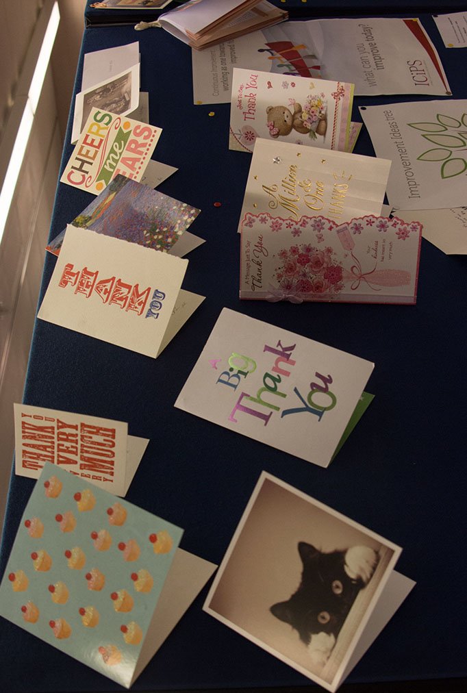 ElasticSystem's tweet image. The Asian and  African Studies reading room at the #britishlibrary seems to have the friendliest readers –  here are some of the #thankyou cards that have been sent to staff  and displayed on the counter.  #librarylife