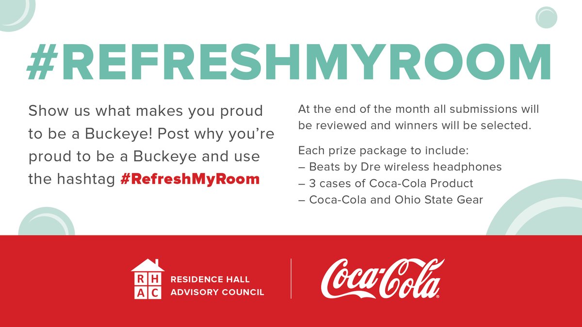 StudentLifeOSU's tweet image. This week is your last chance to @rhac&apos;s #RefreshMyRoom contest and win awesome prizes including Beats headphones, Coca Cola products and more!