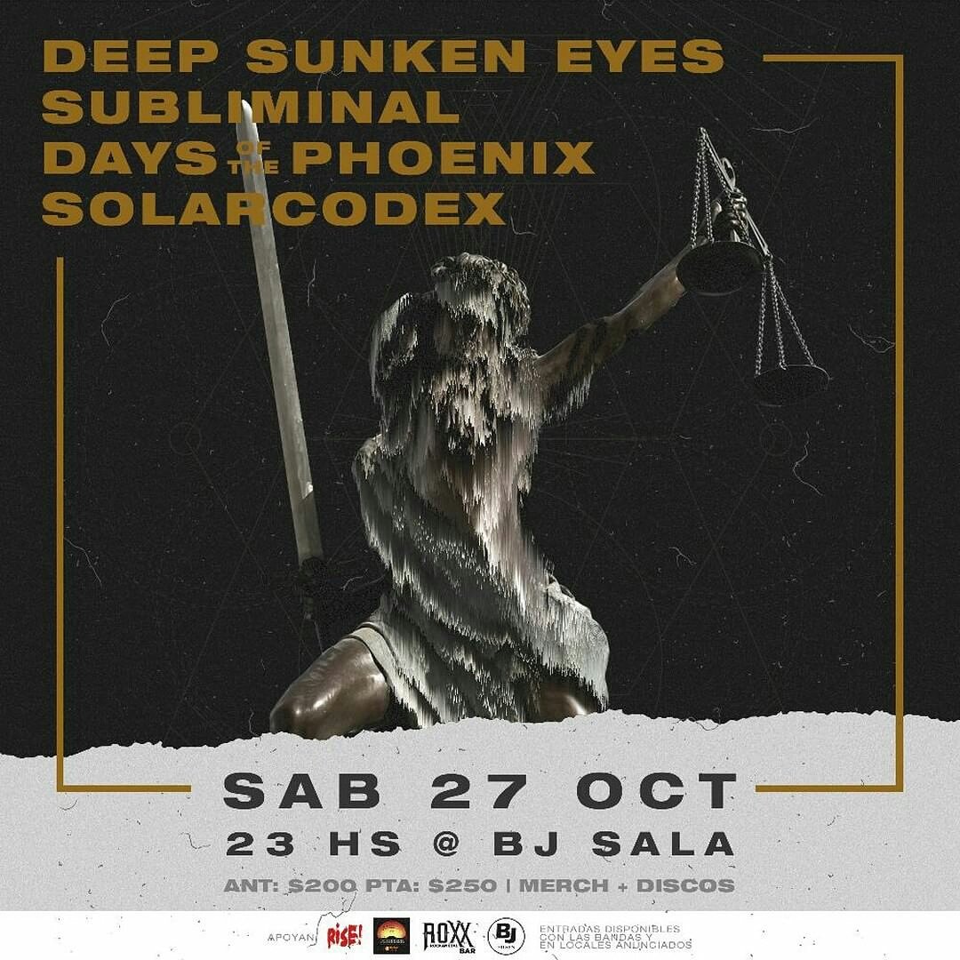 MetalerosUy's tweet photo. SÁBADO 27 DE OCTUBRE EN BJ SALA
BANDAS:
DEEP SUNKEN EYES
SUBLIMINAL
DAYS OF THE PHOENIX
SOLARCODEX
Entradas anticipadas $200
Puerta $250
Merch y discos de bandas
#metal #uruguay #bjsala #metaluruguayo #metalerosuy https://t.co/rJwhfKR3Gq