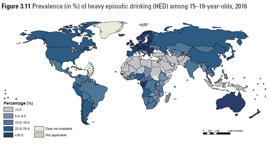 Source: @WHO global status report on #alcohol & health bit.ly/1eRz4el
% of heavy episodic drinking (HED) (#bingedrinking) among #youth (15-19 yr olds) in 2016 #jovenes #alcoholicbeverages #bebidasalcoólicas #bebidasalcoholicas #alcoholism #alcoholismo #alcoolismo