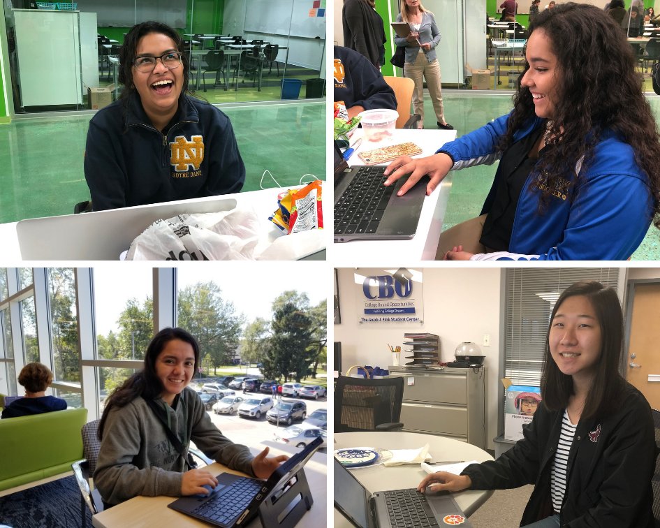 Dominique, Monse, Zugey and Lisa are hard at work submitting their college applications. Keep up the great work! #MondayMotivation #cbo4success