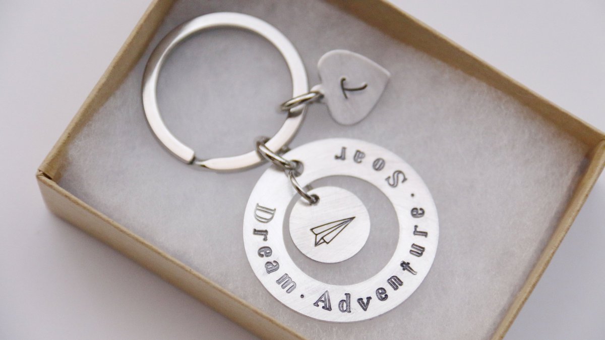 boriville's tweet image. Adventure Keychain Personalized with Initial