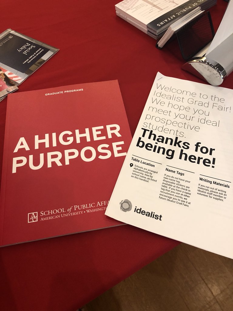 SarahDice2's tweet photo. Come visit @AU_SPA table at @idealist Atlanta Grad Fair to discover your #higherpurpose https://t.co/D8aPVVmrXq