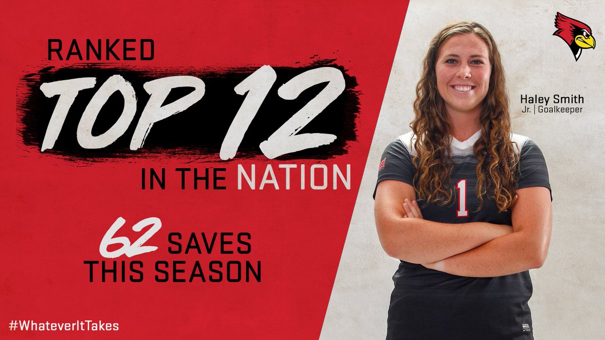 Redbird_Soccer's tweet photo. .@haleysmif is currently ranked no. 1⃣2⃣ in @NCAASoccer in total saves this season with 62! ❌🥅
#WhateverItTakes #RedbirdSoccer⚽️ https://t.co/YMTcJ5zf1Y