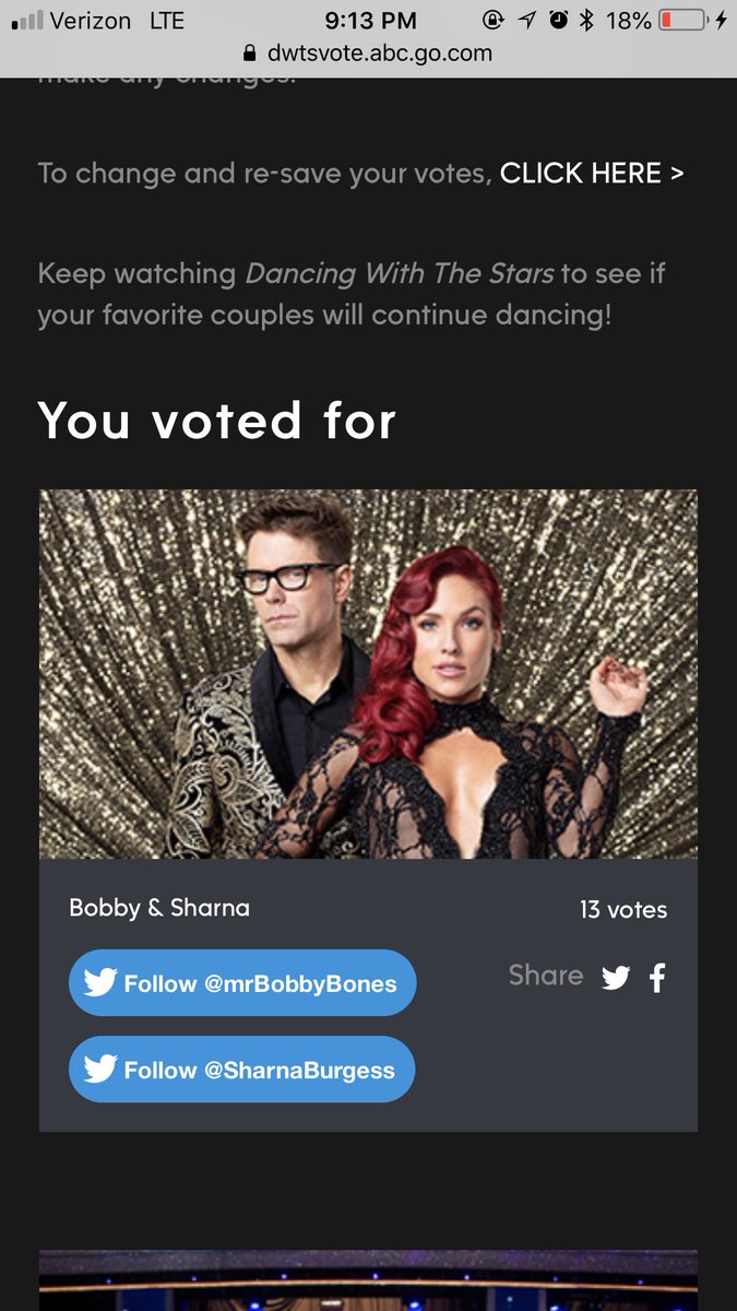JennJenn_2012's tweet photo. @bobbybones @SharnaBurgess just used all of my votes! https://t.co/LplLvu8967