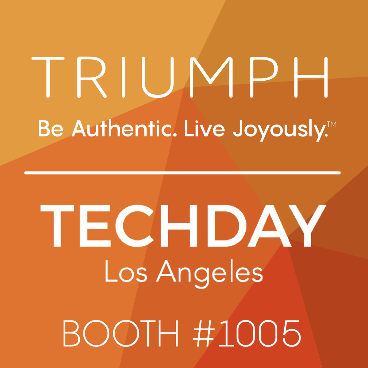 LetsTriumph's tweet photo. Who are you looking forward to seeing at #techday this year? So many incredible companies under one roof! We will see you there! We're at booth 1005 👍 #takeontechday https://t.co/4b4MjRS90K