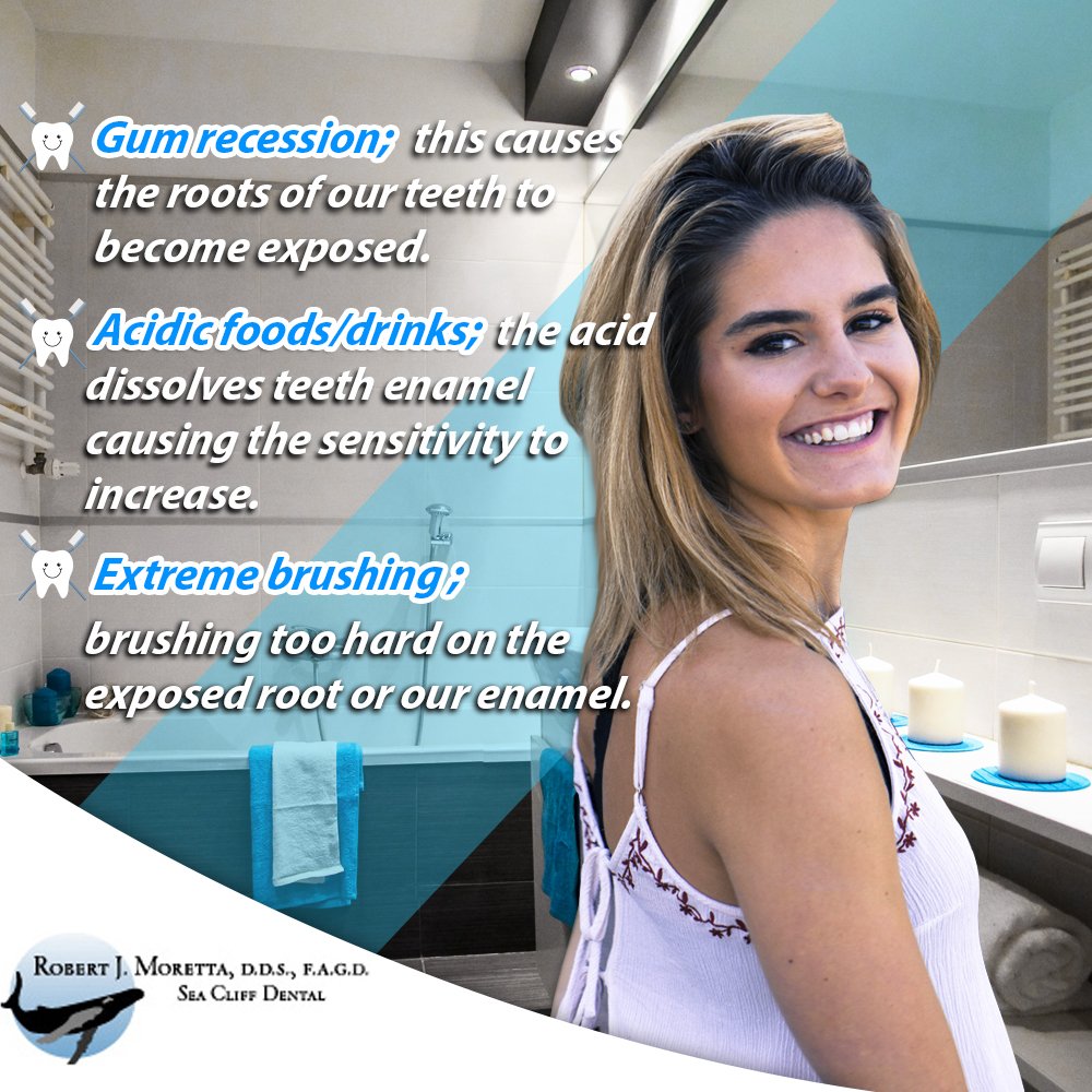 DrMoretta's tweet image. Here at Dr. Moretta’s office, we deal with a patient with a #sensitivetooth almost every day, so we thought it was a good idea to highlight the most common causes of this problem: #dentistHB #huntingtonbeach.