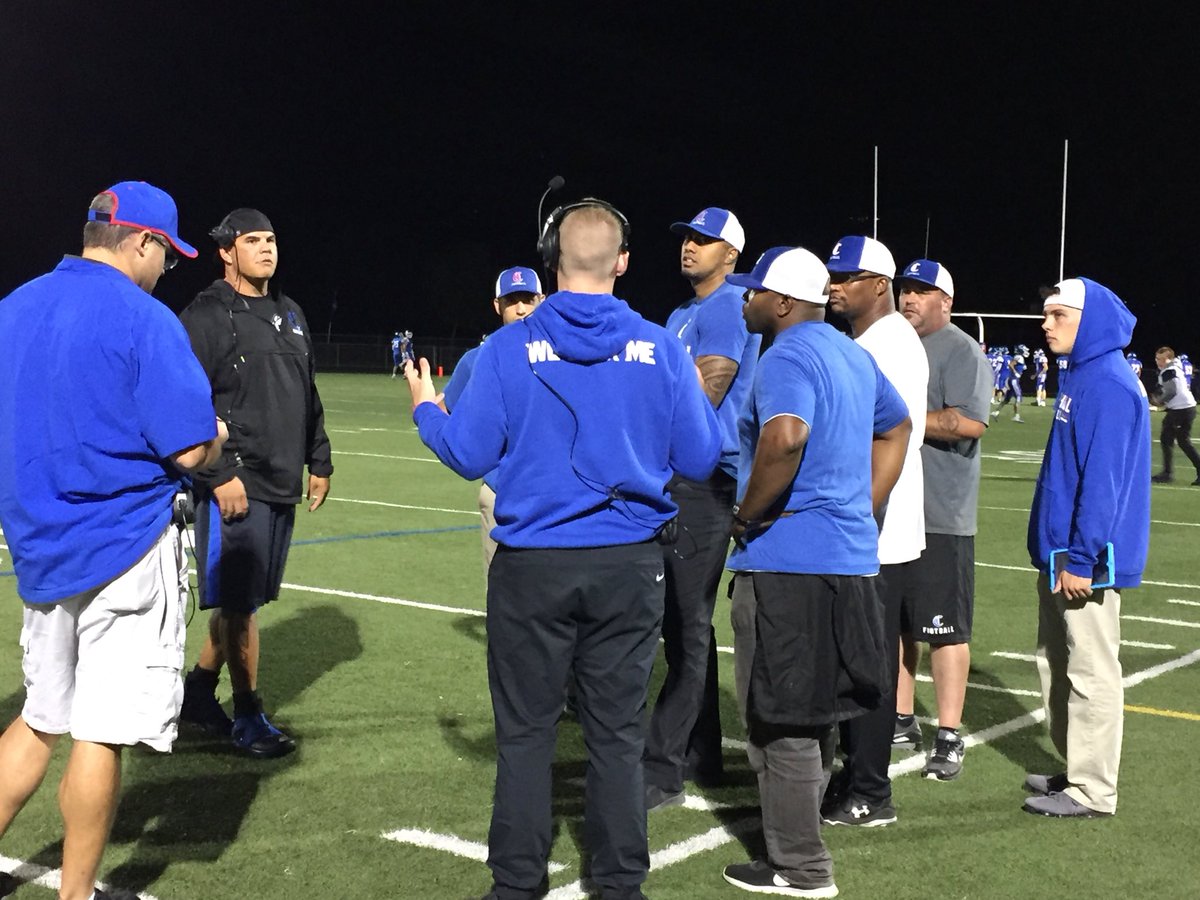 GinaMooreMTS's tweet photo. I love this picture. So much talent within these Churchill coaches. There’s four that played at Oregon @CoachTuck1 @LavasierTuinei @deemoe907 and @TK79Dux. And head coach @AJRobinsonCHS does a great job for this program as do the other coaches @MilesHaley. https://t.co/Ef9jDK8wrN