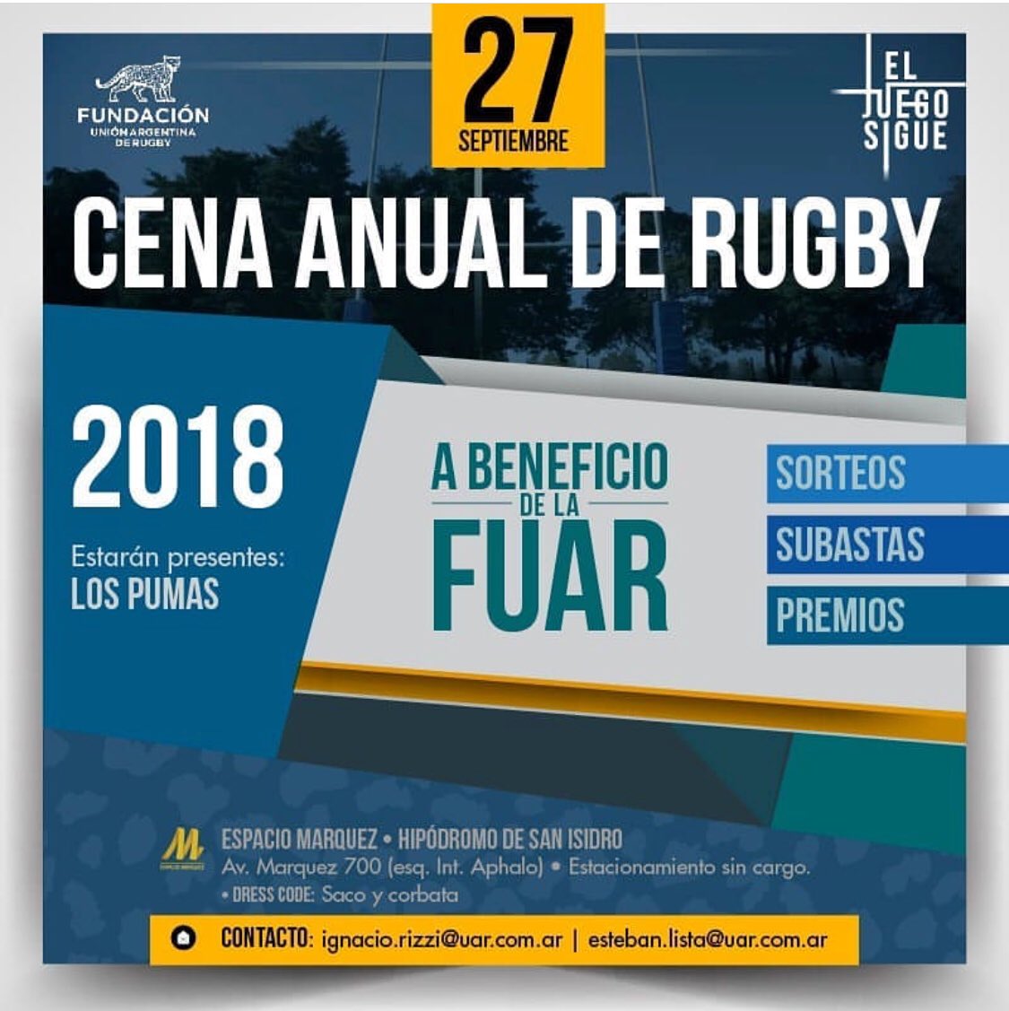 Este Jueves #pumpasxv a todo trapo!!! Cena Anual de Rugby @FundacionUAR 
Para Seguir Juntos ... #AbriendoCaminos 🏉 
#rugbyinclusivo
#vamospormas 
#mixedabilityrugbyargentina