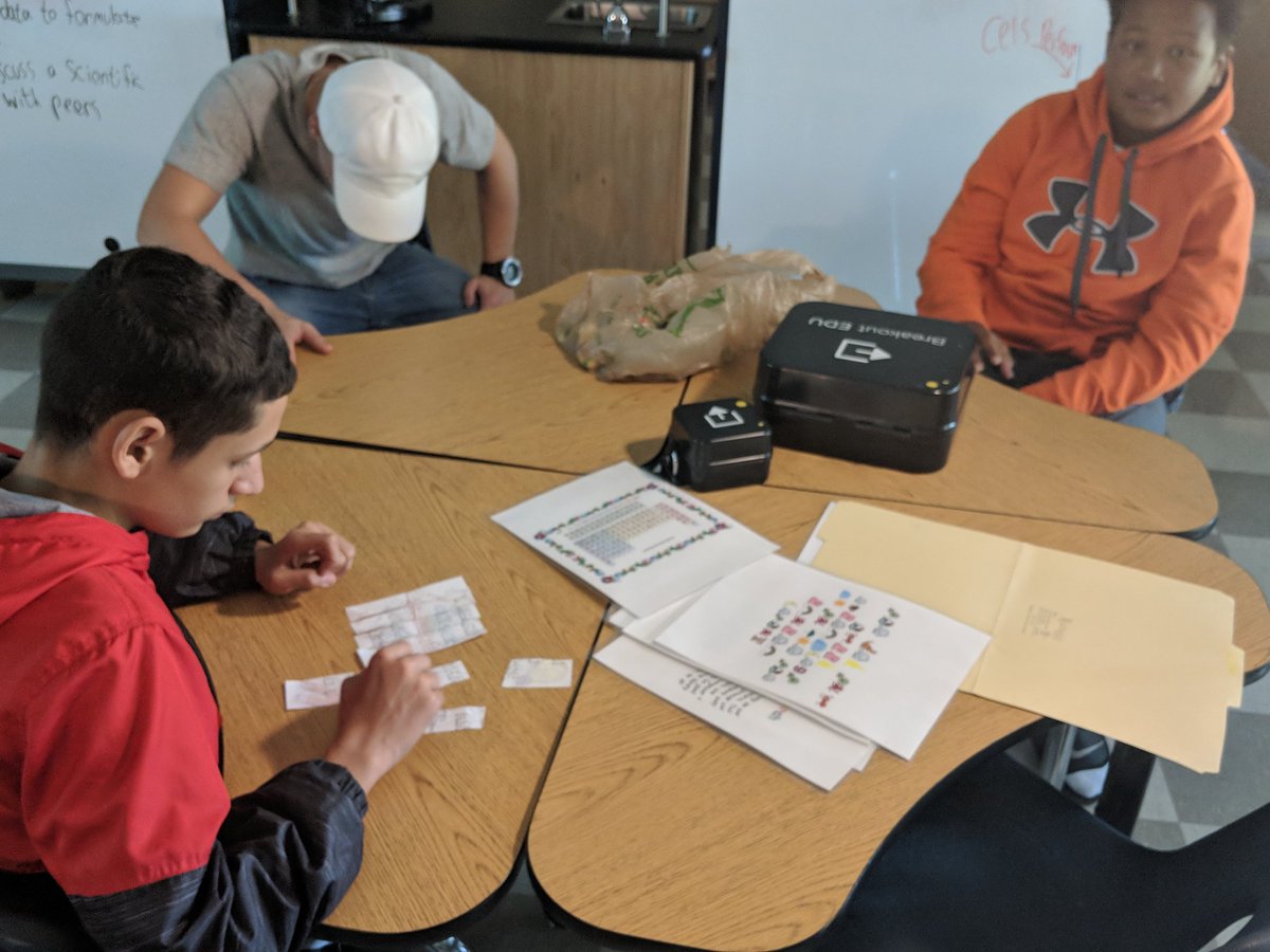 McMurrayBiology's tweet photo. Scientific Method Breakout in S-5. #Breakoutedu #eicsd @AnsonEa23 @nicolemquick1 https://t.co/Y0501C2Uek