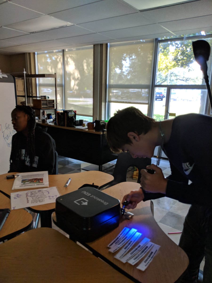 McMurrayBiology's tweet photo. Scientific Method Breakout in S-5. #Breakoutedu #eicsd @AnsonEa23 @nicolemquick1 https://t.co/Y0501C2Uek