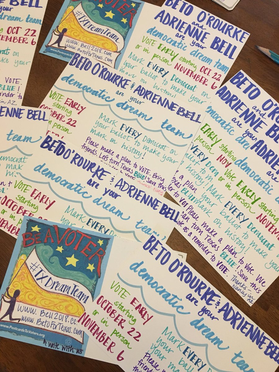 knancypantaloni's tweet photo. today’s news cycle inspired me to send 10 to Texas for @BetoORourke and @AdrBell #TXDreamTeam #PostcardsToVoters https://t.co/jq80GwLg9D