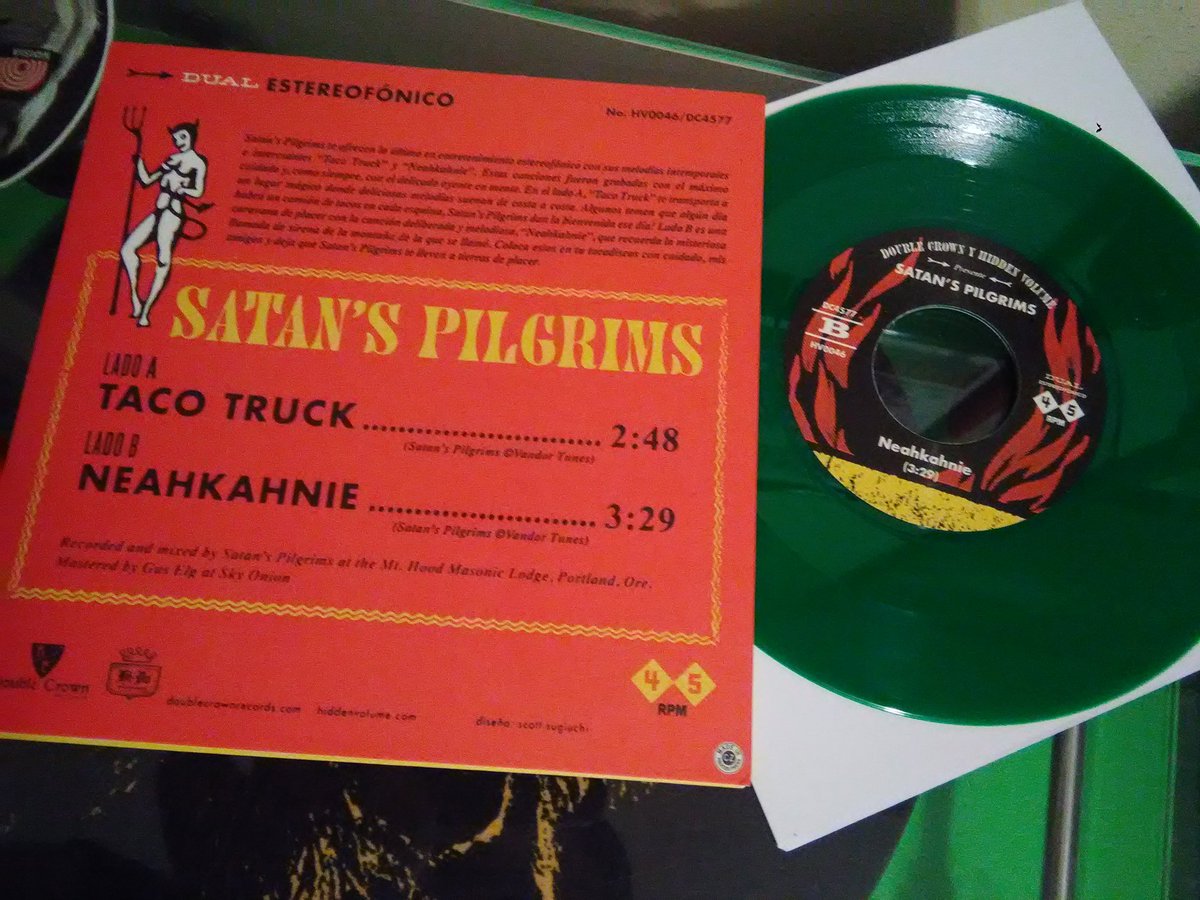 @SatansPilgrims - Taco Truck 7" green #vinyl from <a href="/HiVoRecords/">Hidden Volume</a> #surf #rock