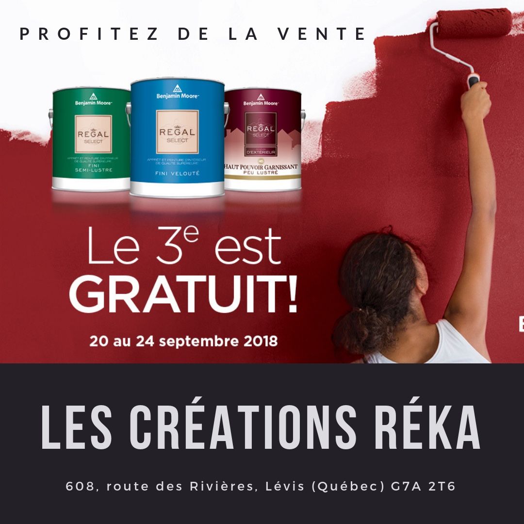 creationsreka's tweet photo. Ça finit aujourd'hui! Venez profitez aujourd'hui de la vente Régal de Benjamin Moore, jusqu'à 17 h. 3e contenant gratuit! Chez Créations Réka! #BenjaminMoore #creationsreka https://t.co/KXkvd4O8Al