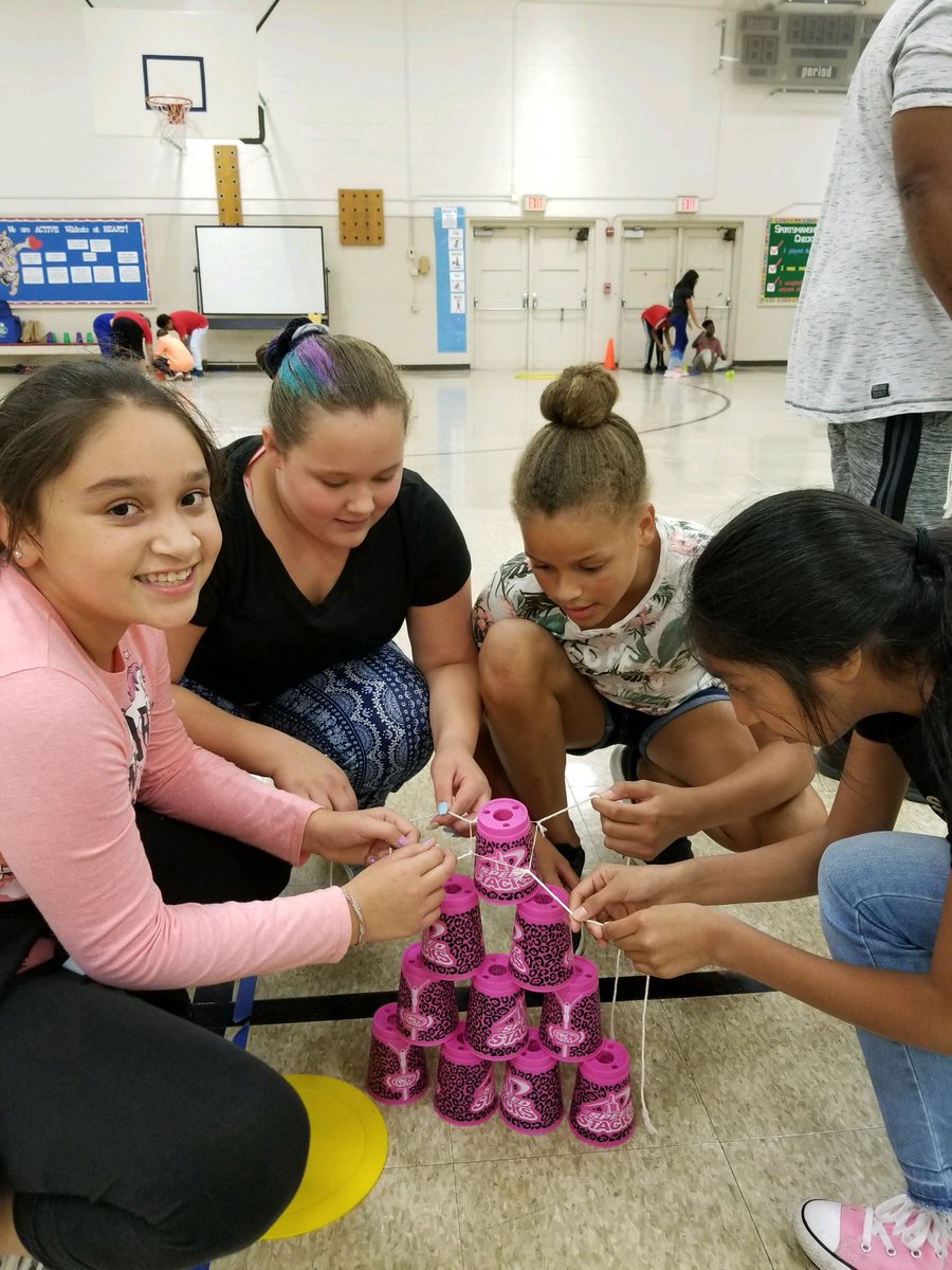 KESElementary's tweet photo. Team Building by Cup Stacking in PE today! #4throcks #kespestrong #wildcatsatheart https://t.co/cXrz0L21Vx