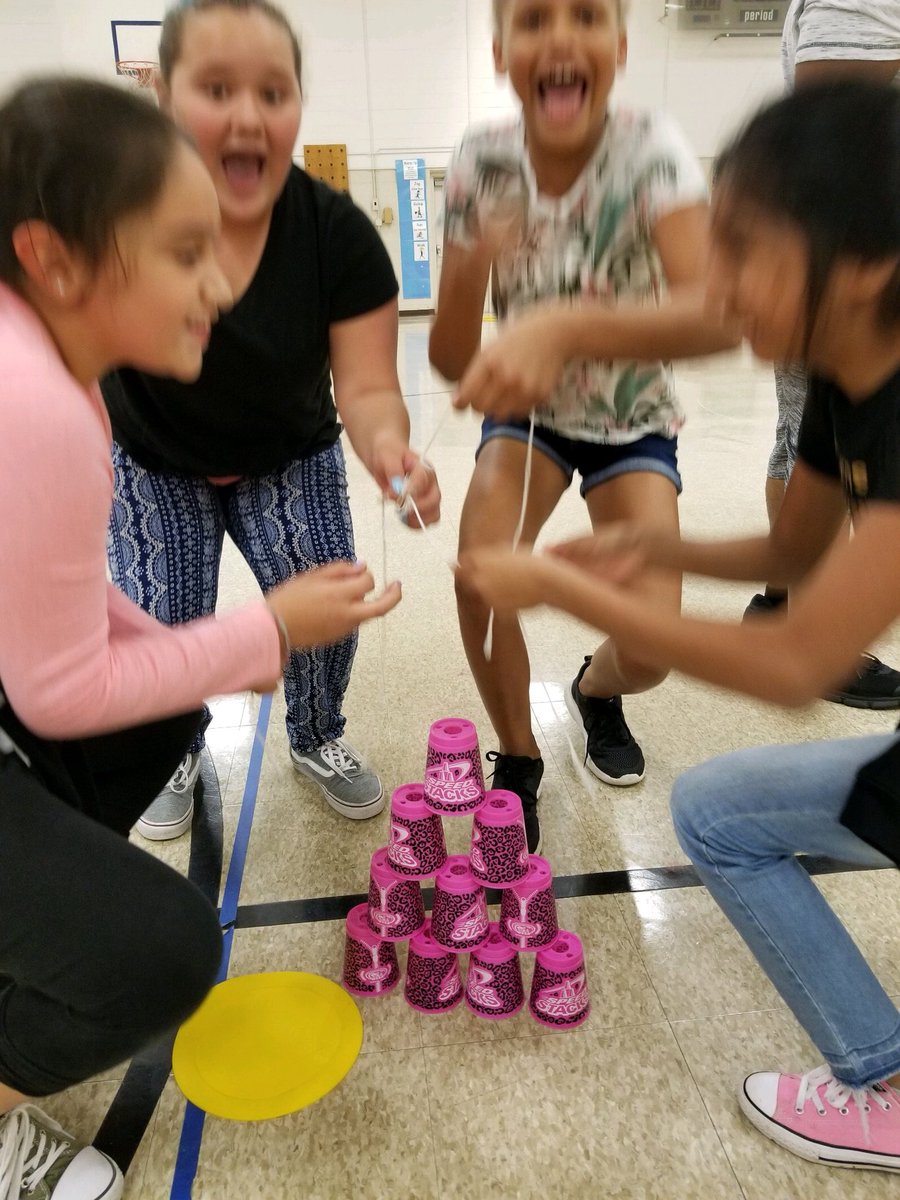 KESElementary's tweet photo. Team Building by Cup Stacking in PE today! #4throcks #kespestrong #wildcatsatheart https://t.co/cXrz0L21Vx