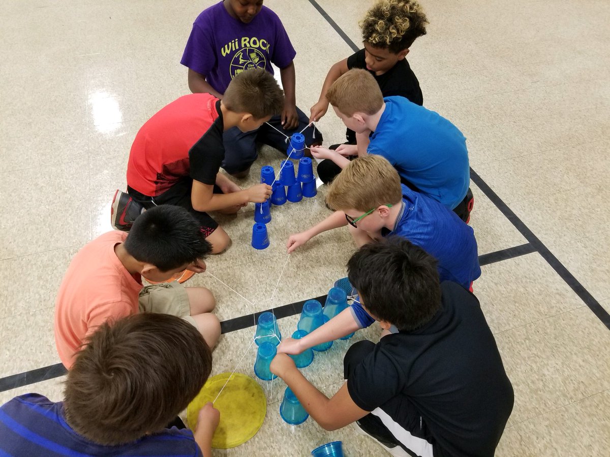 KESElementary's tweet photo. Team Building by Cup Stacking in PE today! #4throcks #kespestrong #wildcatsatheart https://t.co/cXrz0L21Vx