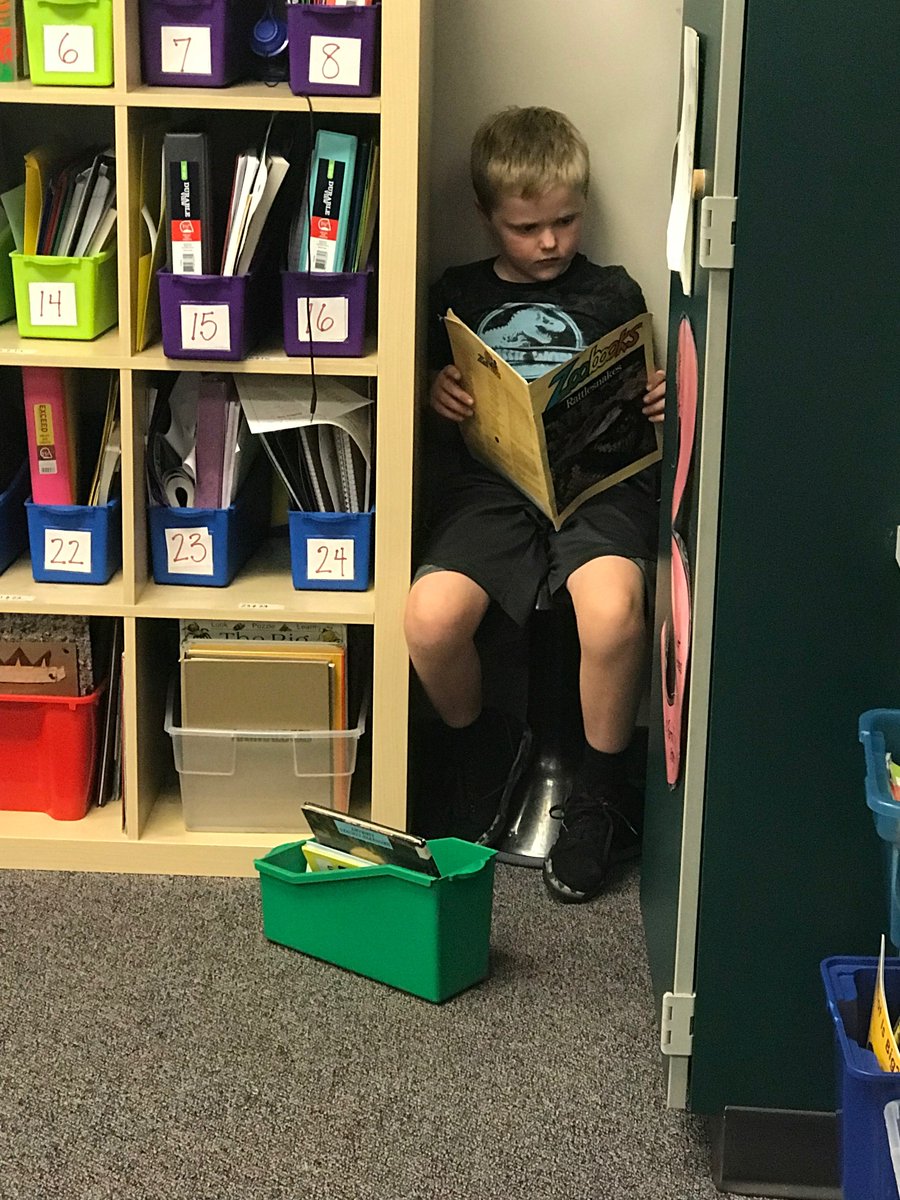 MeadowvaleElem's tweet photo. Love all the places that these second graders found to read!  #readingisengaging  #readingisfun  @ISD728 @KateMLoveland https://t.co/Asud52HYOI