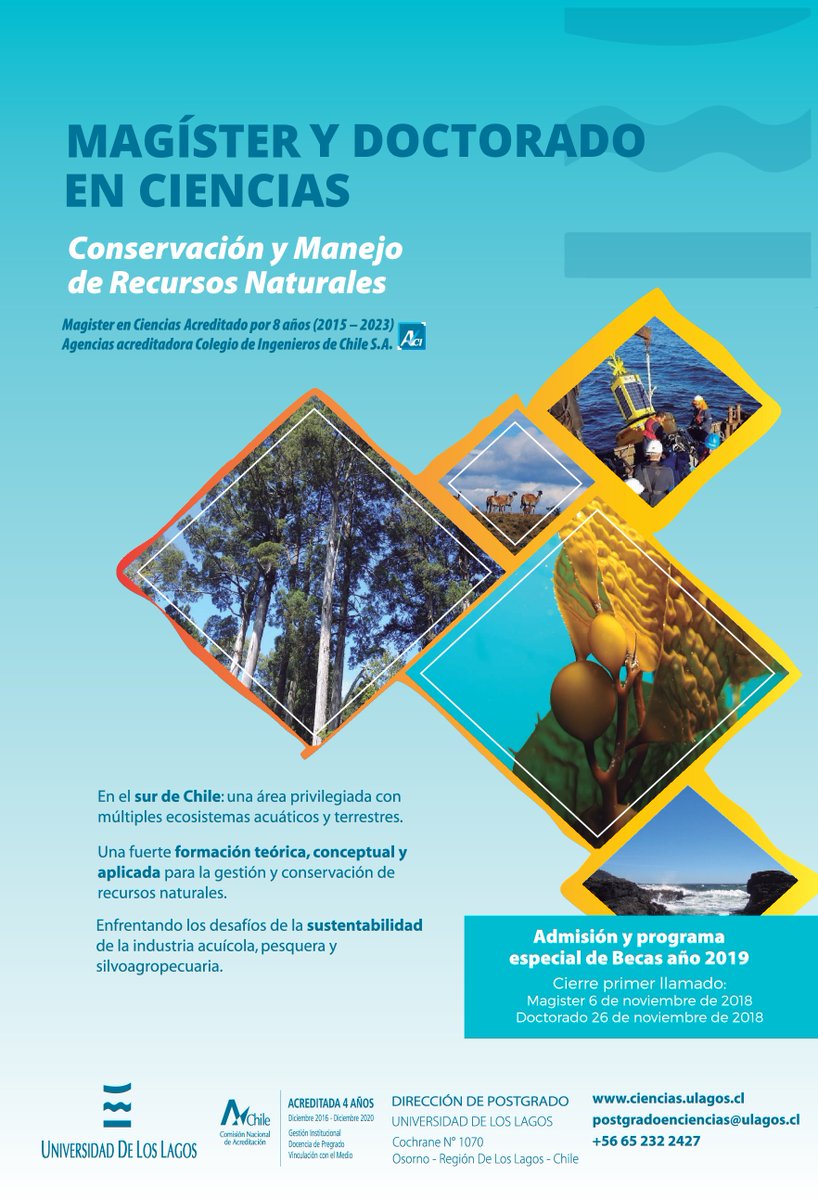 Abiertas convocatoriaspara postular a #Postgrados en Ciencias #ULagos.
Magister #Acreditado hasta el 2023!