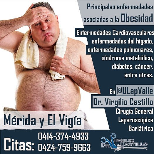 ulapvalle's tweet photo. Principales #enfermedades asociadas a la #Obesidad:
Enfermedades #Cardiovasculares, enfermedades del #Hígado, #Pulmonares, #Síndrome #Metabólico, #Diábetes, #Cáncer, otros.
En @ulapvalle
#Dr. #Virgilio #Castillo (@drvirgilioc) 
#Cirugía General 
#Laparoscópica
#Bariátrica https://t.co/wo8eVV56m1