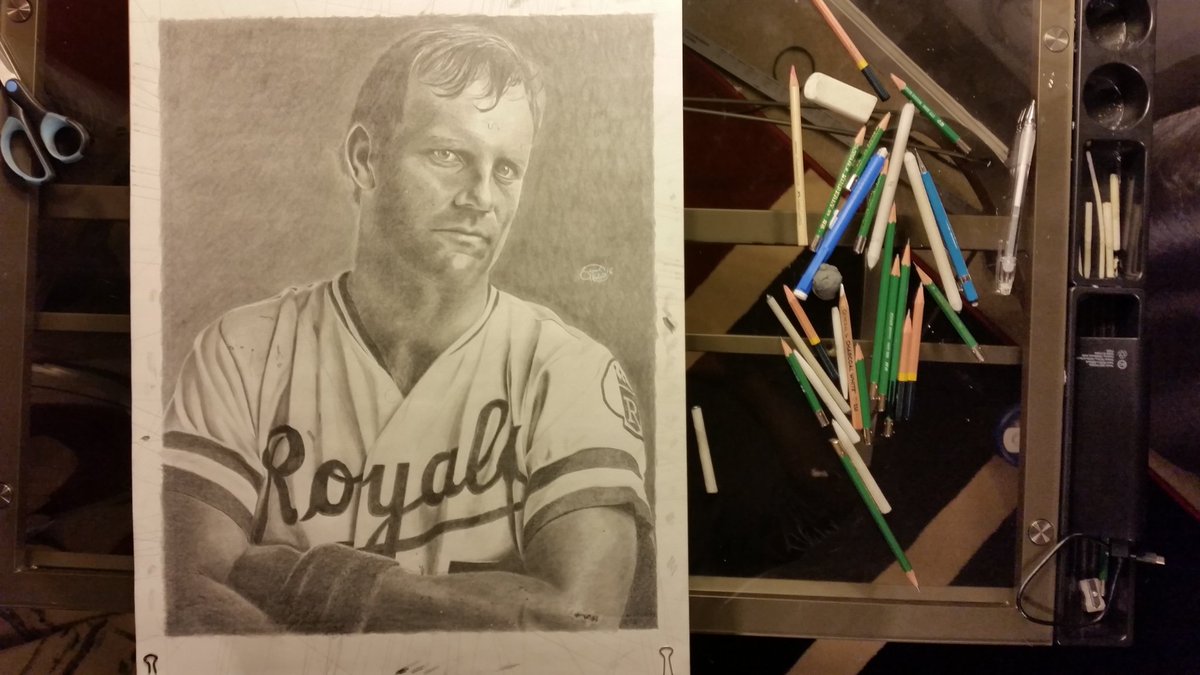 dtrobb's tweet photo. @Royals 5 walk offs so far!... By the way @royals hope ya like my George Brett drawing 👀 #5 https://t.co/J7r7yRbMON
