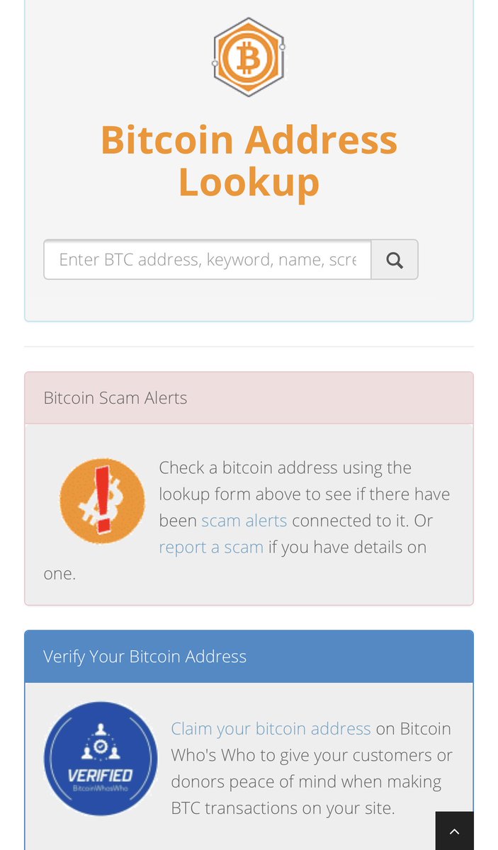 MattyBv3's tweet image. Useful tool;
Bitcoin Who’s Who lets you check any BTC address, see if scam claims have been made against it, report one yourself, or claim an address as your own.

Bitcoin Address Lookup, Checker and Alerts - BitcoinWhosWho bitcoinwhoswho.com

#BitcoinTools #CryptoResources