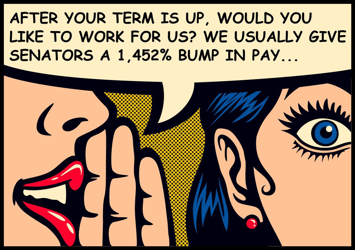myoldaccount99's tweet image. It is illegal to bribe a senator. But if you hire a lobbyist, throw a fundraiser, and give $100K, you have legally purchased that senator&apos;s vote. Corporations spend $3 billion annually on lobbying. For every $1 spent, they get back $760 from the gov (76,000% ROI). #FinanceReform