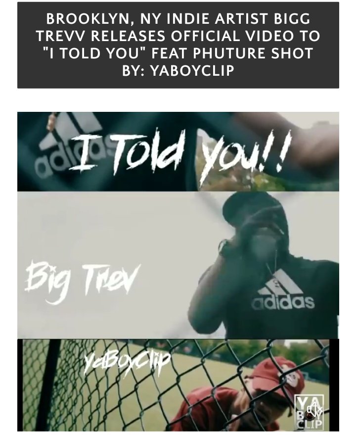 GoHardPromoCorp's tweet photo. Brooklyn, NY Indie rap artist BiggTrevv Releases 🔥 “I Told You” Official Video|Write-up NOW AVAILABLE on our website‼️ #BecomeaFan #FreePromotions 

https://t.co/QwEdlSvi1m https://t.co/LTShr0d5D6