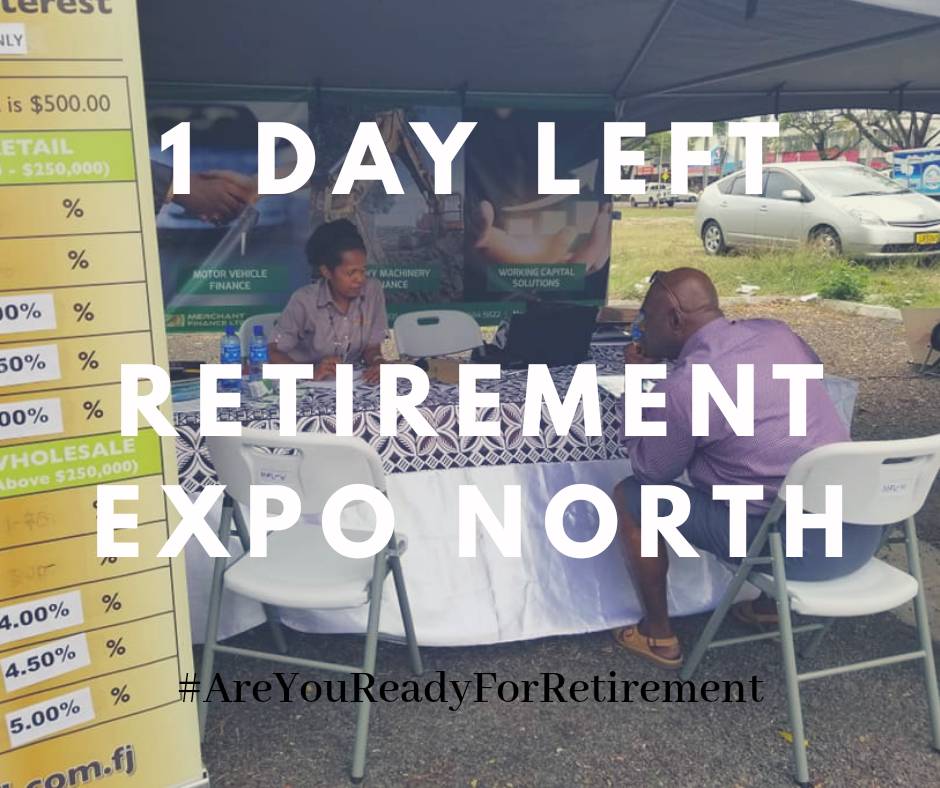 Retire_expofj's tweet photo. 1 day left for #RetirementExpoNorth Free advise and assistance from the industry experts on insurance, investments and retirement planning! Come visit us at Koronivere Ground, Labasa from 26th - 28th September #GetReady #1daytogo #AreYouReadyForRetirement #myFNPF #RBF #PFIP https://t.co/QbxaX3gFmr