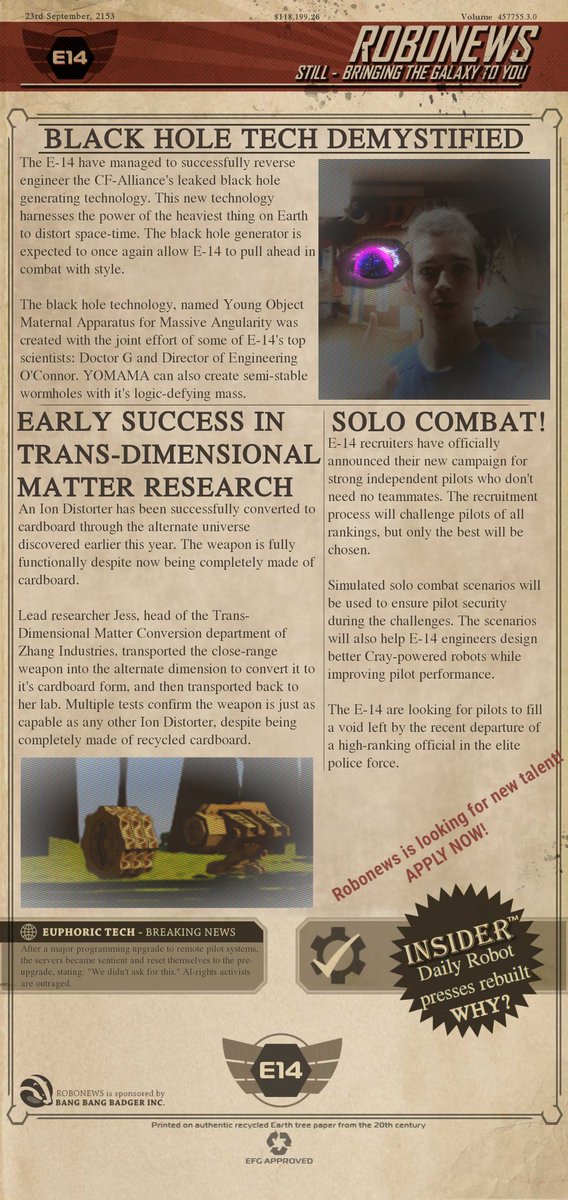 RobonewsR's tweet image. E-14 recruiting and cardboard that defies the laws of this universe #robonewsrc #robocraft