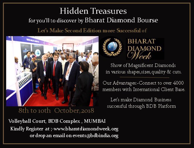 BharatBource's tweet photo. An Opportunity from Bharat Diamond Bourse This Platform will Provide Great Deals on Loose Diamond, Pointers, Solitaites of all sizes. If you have any specific requirements please do let us know so that we can keep it ready for you during the show https://t.co/fxWPxKKIDj