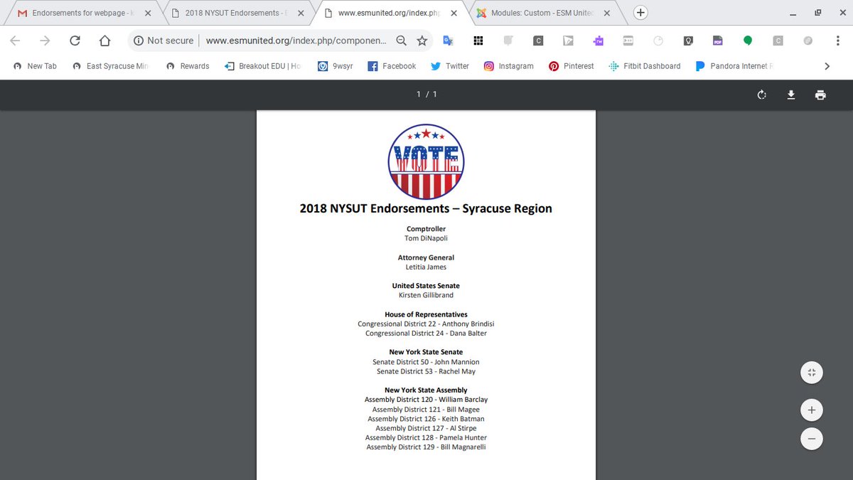 2018 NYSUT Endorsements – Syracuse Region