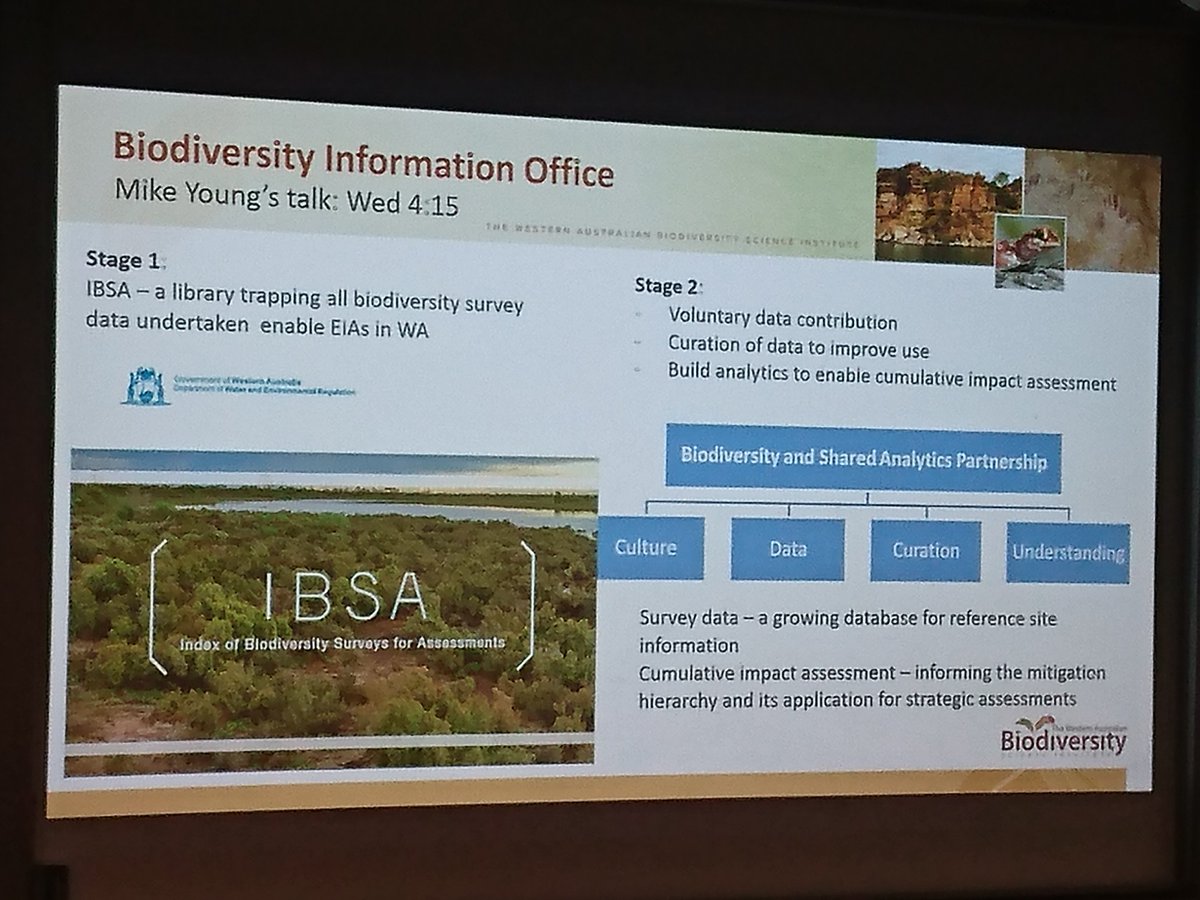 mike_young00's tweet photo. .@GuyBoggs of @_WABSI just gave a great talk at #SERA2018 on collaboration and connecting #restorationecology science, policy and industry. And thanks for including a plug for my talk tomorrow, Guy! @SERAustral https://t.co/wKxqwvhOrA