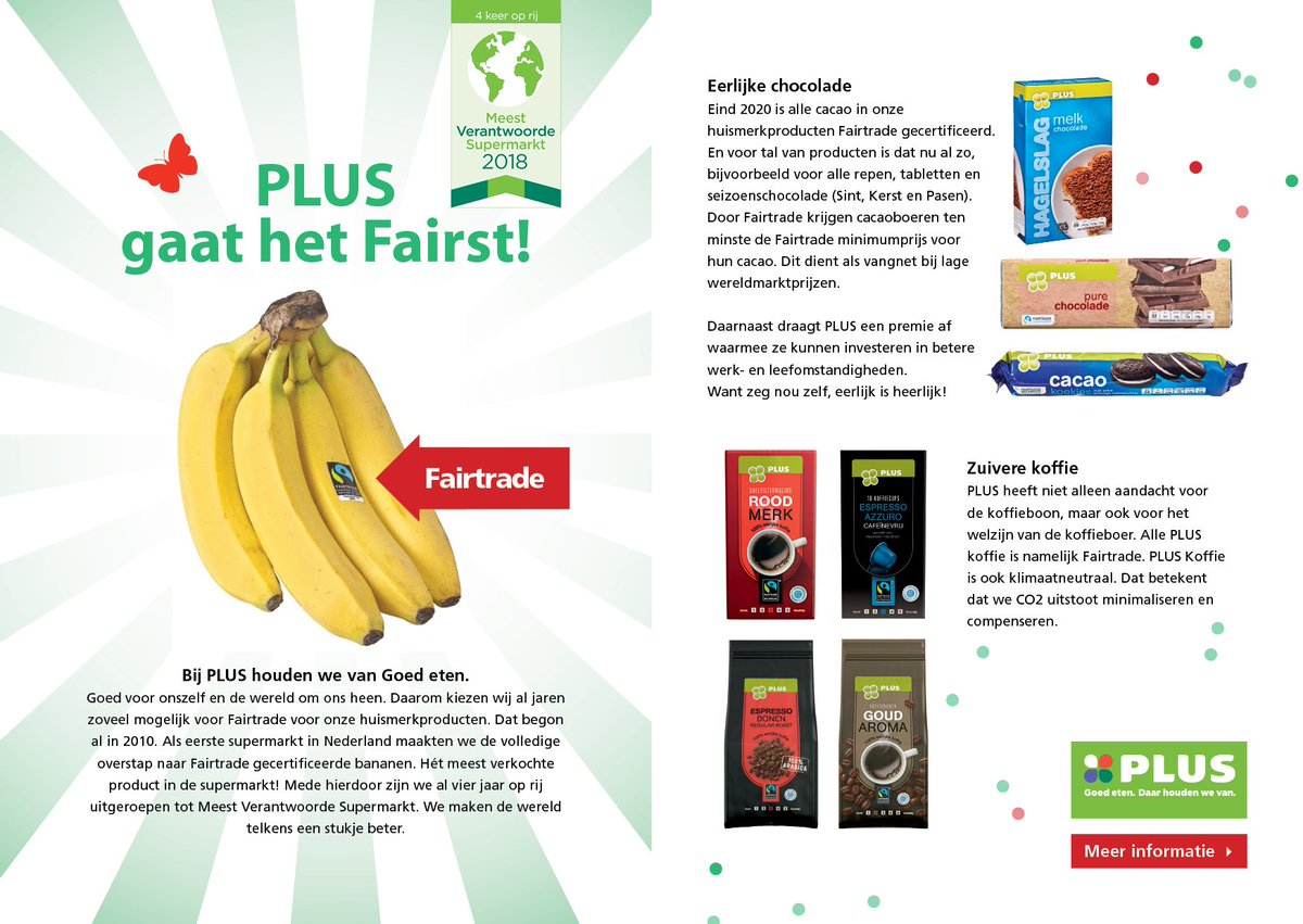 Laat je duurzaam verrassen bij Plus! De meest verantwoorde supermarkt van 2018. Dus ja, Plus gaat het fairst! 
Lees er meer over: bit.ly/2O7l48S #DvdD18