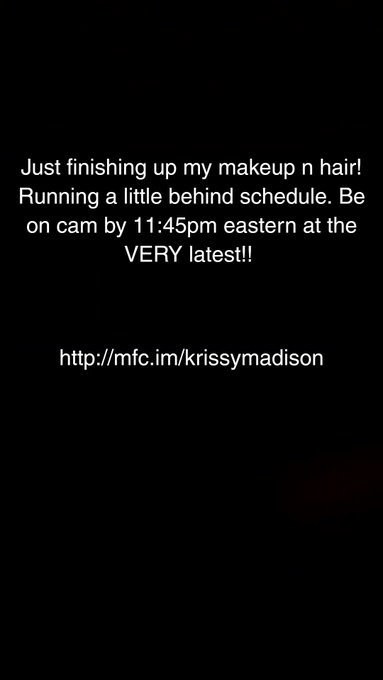 Be on cam at https://t.co/q7k625FiGO in 45minutes! Look for model "KrissyMadison" when I tweet that I