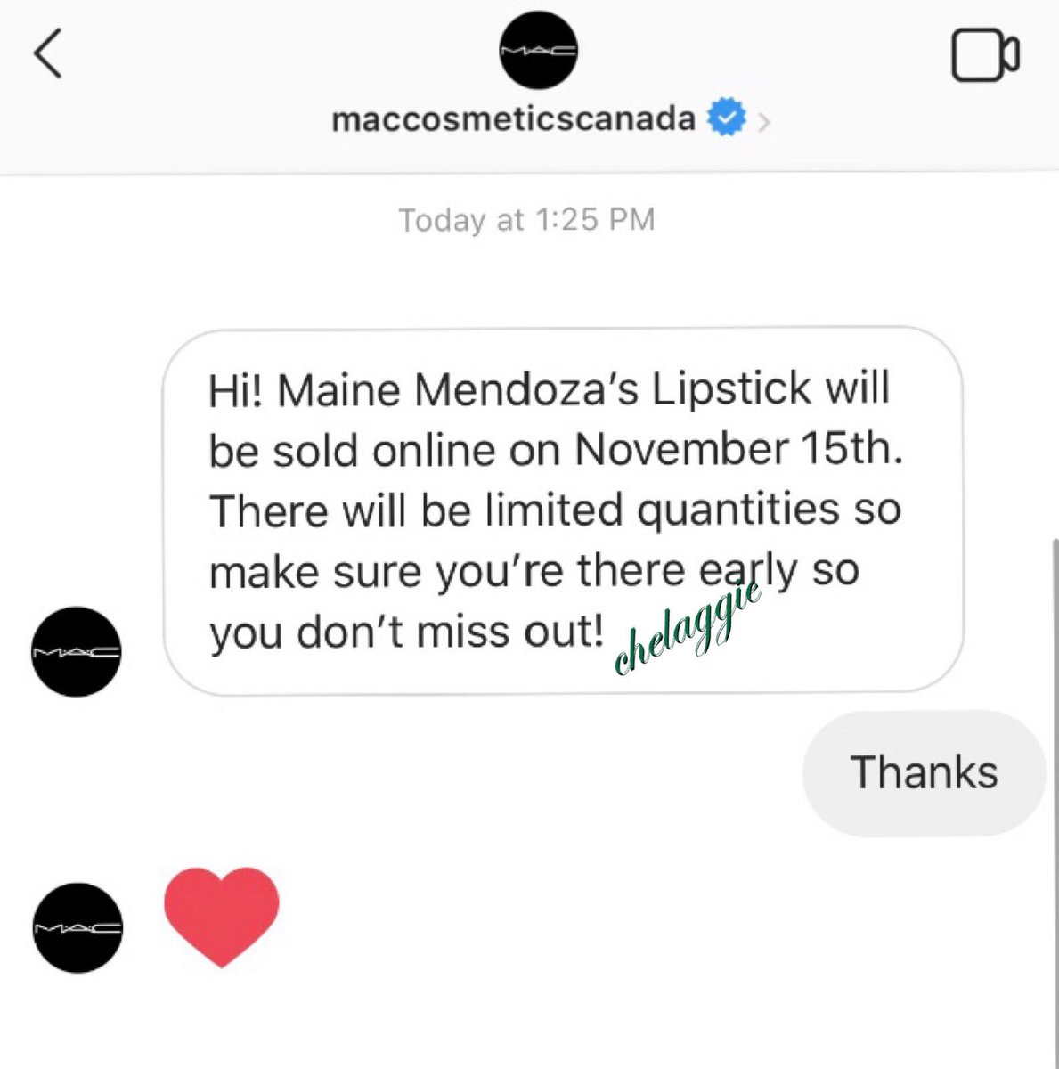 chelaggie02's tweet photo. Meng I got this response from maccosmeticscanada 
@mainedcm will be available here on the 15th of Nov!
Happy shopping! 

#ALDUBJustBelieve https://t.co/pTNajJZhQY
