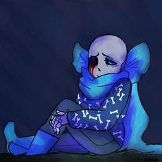 buttonblu's tweet image. Button tries to hide himself in the shadows, curling up for the night as he hugs his scarf around him.