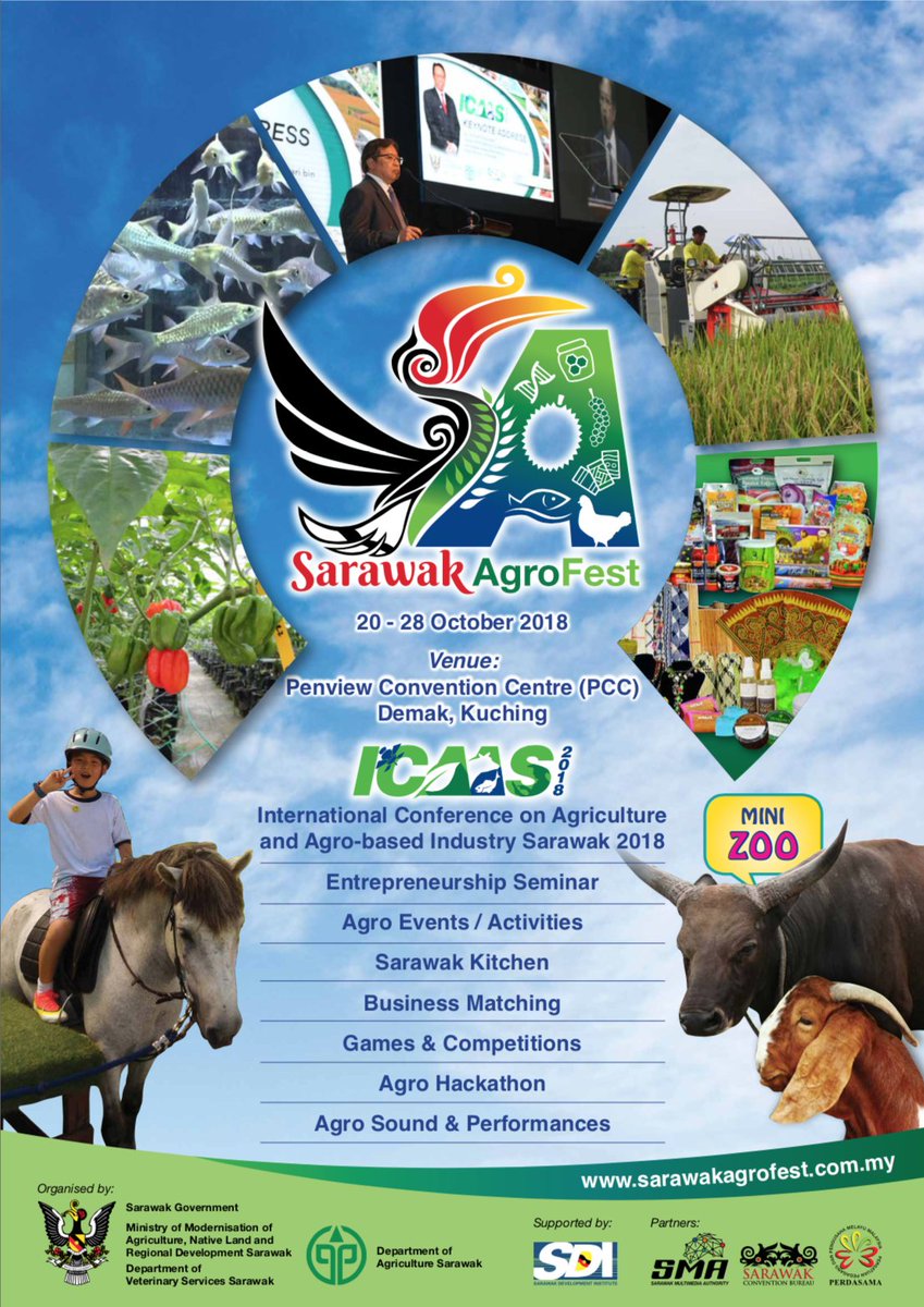 SAgrofest's tweet photo. SarawakAgroFest akan berlangsung pada 20-28 Oktober 2018 di Penview Convention Centre (PCC) di Demak, Kuching. Pelbagai aktiviti menarik menanti anda. Jumpa di sana! https://t.co/Qh0x8LaE7b