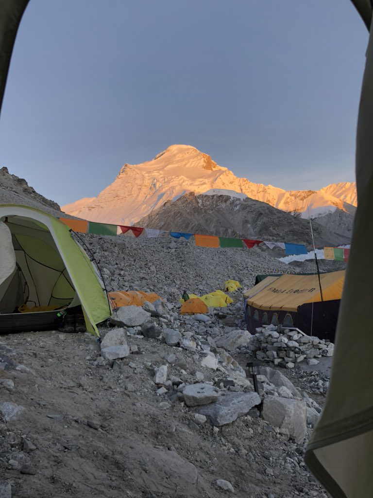 carolinegleich's tweet image. We are packing up to head out for the summit of Cho Oyu tomorrow. We will spend a night at c1, a night at c2 and plan to summit on Sept 28. At this point in the expedition, I’ve resorted to eating extra butter with everything. #AdventureDoneRight