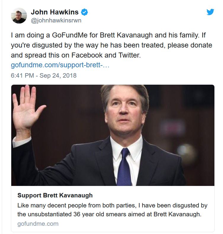 Brett Kavanaugh and family GoFundMe page at nearly $300,000