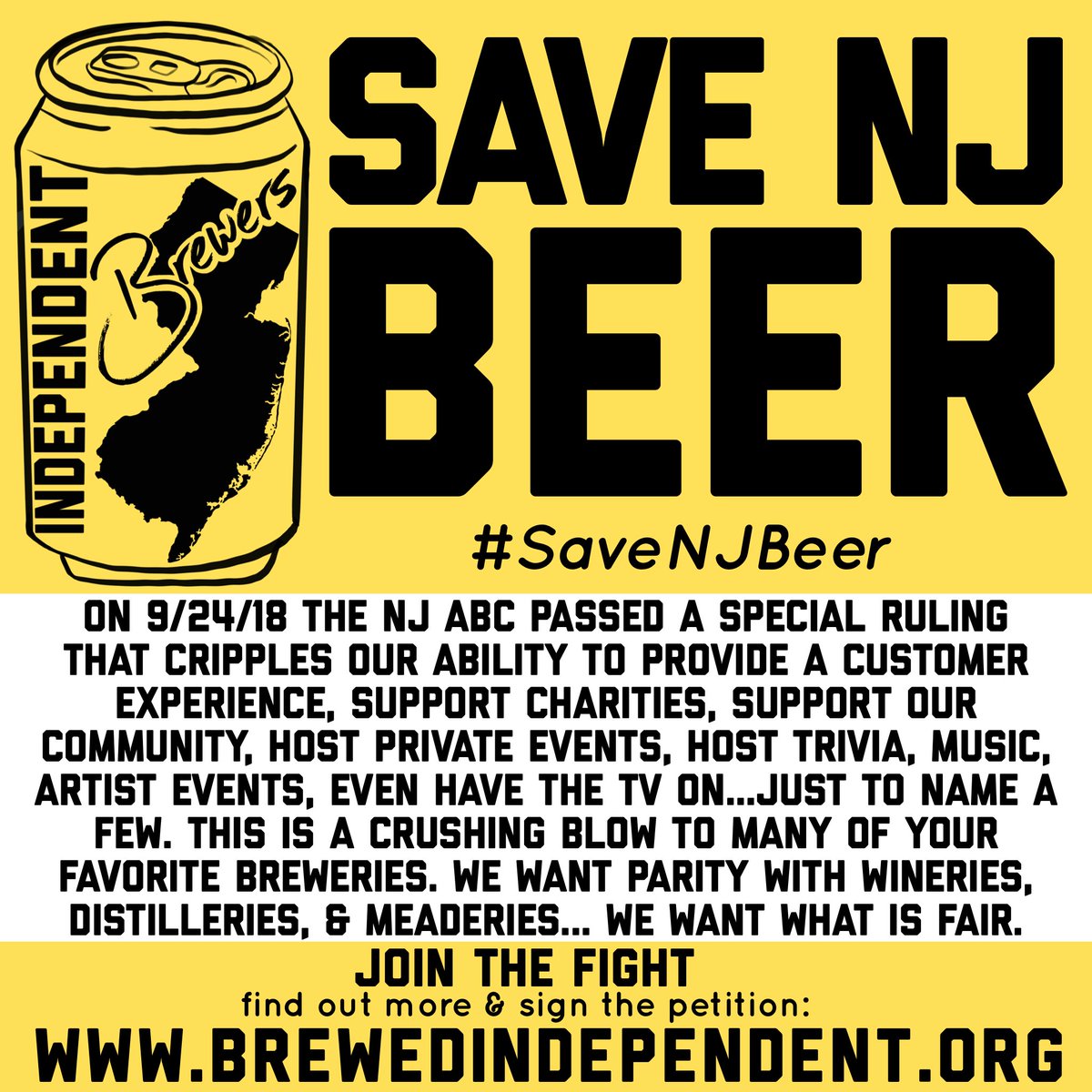 HumanBrewing's tweet photo. Please help us &amp; other #NJ Breweries by signing the petition at https://t.co/r7oAn9vATi ! RT to spread the word! #savenjbeer #craftbeer #brewery #taproom #newjersey #njcb #njcraftbeer #southjersey #southjerseybeer #visitsouthjersey #craftbeernj #njbrewery #njbeer #drinklocal https://t.co/l4DiHKAox3