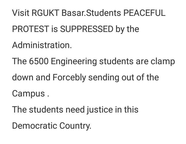 Harshini171's tweet photo. #visitRGUKT
#corruptionfreergukt
#backtoiiit
@HRDMinistry
@toi
@pmo
@SushmaSwaraj
@HRDMinistry
@rashtrapatibhvn
@republic
@TimesNow
@TOIIndiaNews
@rajyasabhatv
@TV9Telugu
@etvtelanganaa
@V6News
@hmtvlive
@abntelugutv
@ndtv
@AajTak
@the_hindu
@PawanKalyan https://t.co/32UJQ1aSP1 https://t.co/E0hrRUplNE
